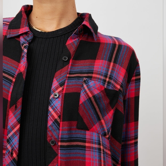 Rails Hunter Plaid Flannel Shirt in Black Coral Teal Size Large - Picture 3 of 16